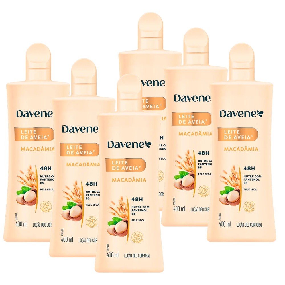 6 Hidratante Corporal Leite de Aveia  Macadamia 400ml Davene