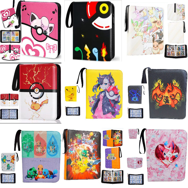 Álbum de Cartas Pokémon 52 Estilos 400pcs 2x2 Folhas Soltas Grande Capacidade Couro Coleção de Cartas com Zíper Álbum de