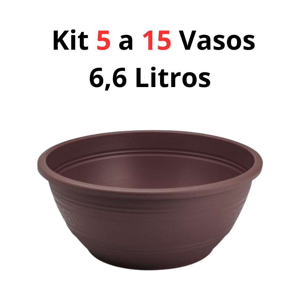 Kit 5 a 15 Vasos Cuia Rosa do Deserto 6,6 Litros Vasos Redondos Cor Café em Oferta na Shopee