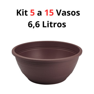 Kit 5 a 15 Vasos Cuia Rosa do Deserto 6,6 Litros Vasos Redondos Cor Café em Oferta na Shopee