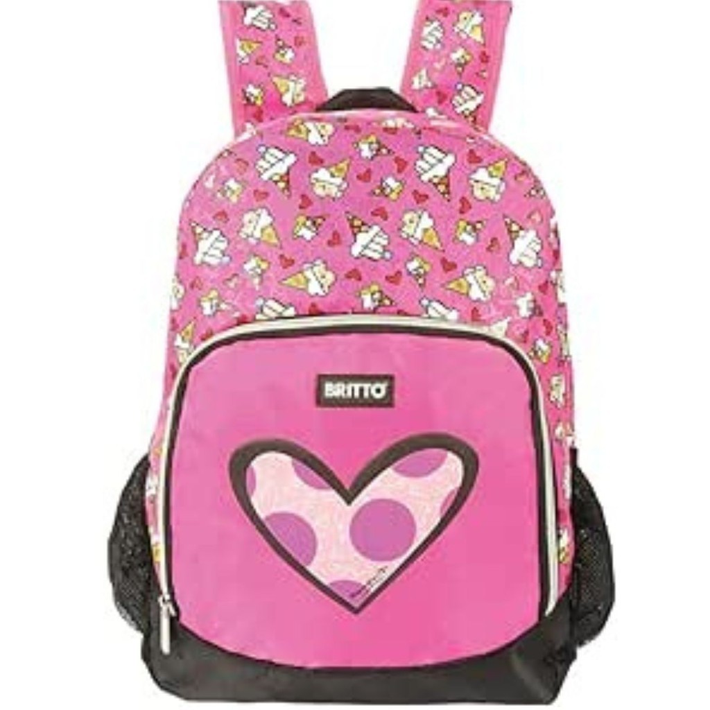 MOCHILA BOLSA JUVENIL MENINA REFORÇADA ROMERO BRITTO PINTURA SORVETE PINK - YANGZI