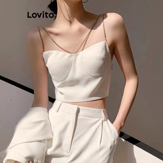 Lovito Regata feminina casual com estrutura de corrente lisa LNE51398