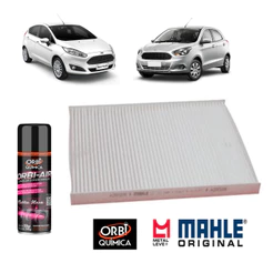 Kit Filtro Cabine Ar Condicionado + Limpa Ar Ford Ka 2015 A 2019 Original Mahle