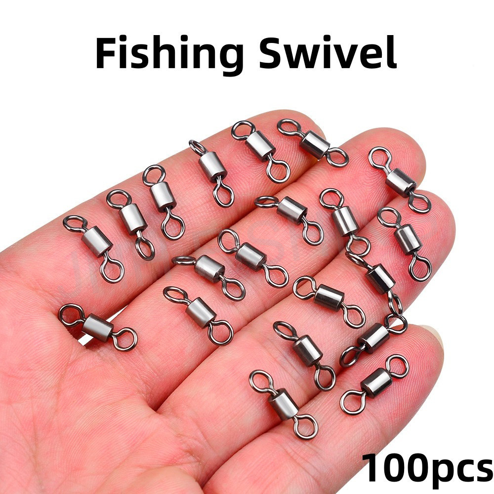 【 100PCS 】 Fishing Giro De Rolamento Giratório De Esferas Com Anéis Sólidos De Segurança Snap Para Acessórios De Pesca De Carpa