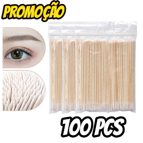 Kit com 500 Palitos / Algodao Limpeza Henna Micropigmentacao Sobrancelha