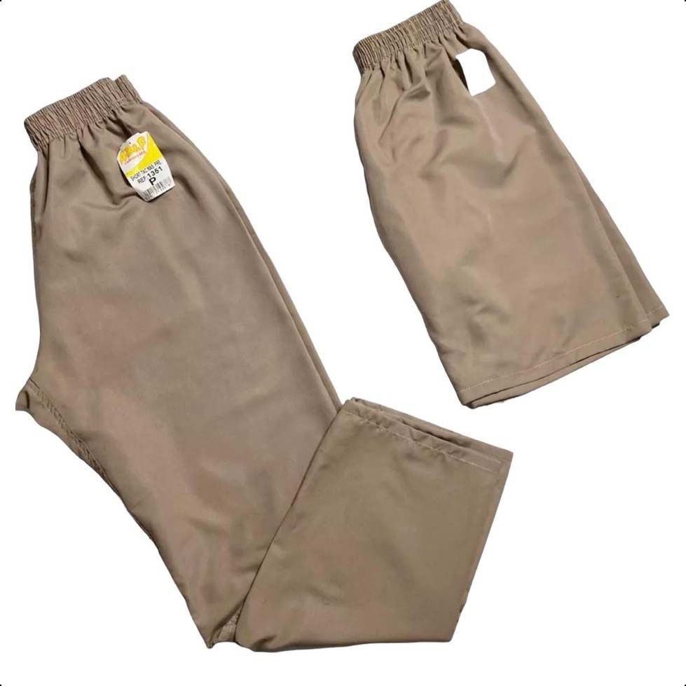 Kit 1 bermuda + 1 calça de tactel cor Caqui /CDP/ presídio em Oferta na Shopee