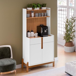 Cantinho do Café Lizz com 2 Portas e Pés de Madeira Maciça