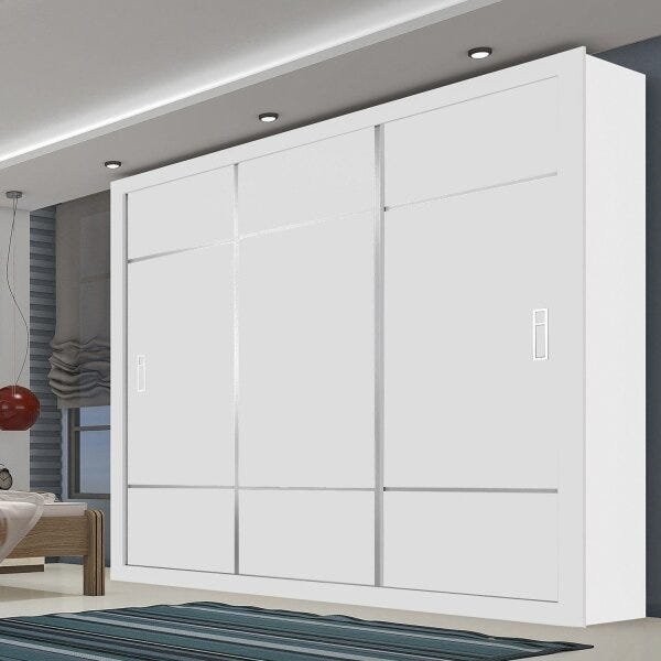 Guarda-Roupa Casal 3 Portas de Correr Lotse Branco em Oferta na Shopee