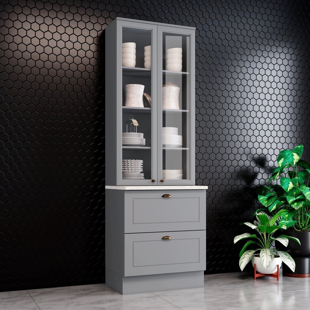 Paneleiro 2 Portas 2 Gavetas Emily Espresso Móveis Cinza em Oferta na Shopee