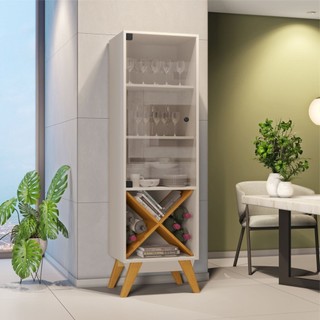 Cristaleira 1 Porta Graça Candian  Off-White/Cinamomo em Oferta na Shopee