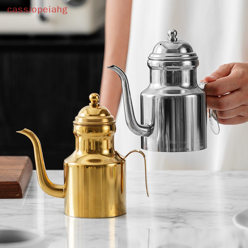 (Cassiopeiahg) Stainless Steel Olive Oil Bottle Long Spout Grease Container Vinegar Dispenser, 310/500ML New