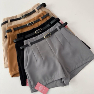 Short Feminino Alfaiataria Social  com Cinto cintura alta com bolso tendência  Promoção em Oferta na Shopee