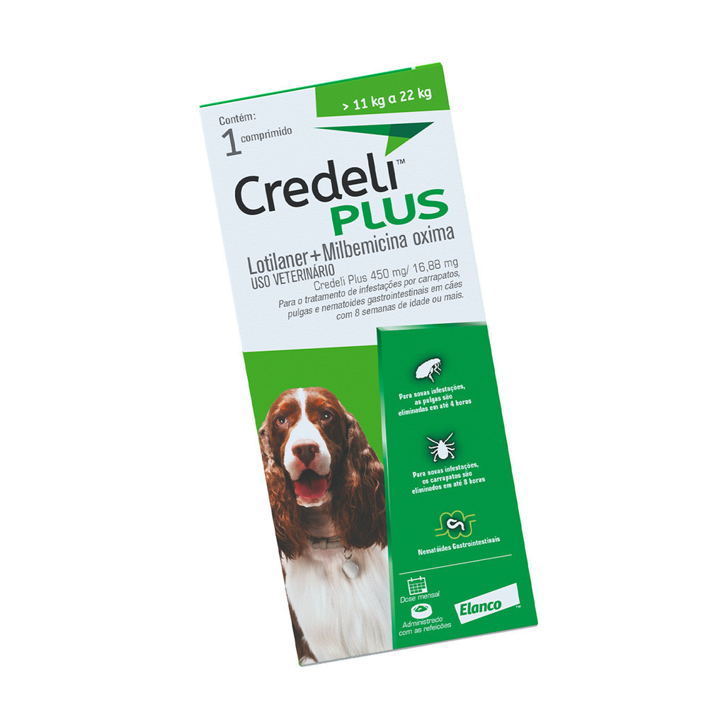 Credeli Plus Elanco para Cães de 11 a 22 kg - 1 Comprimido - Pets