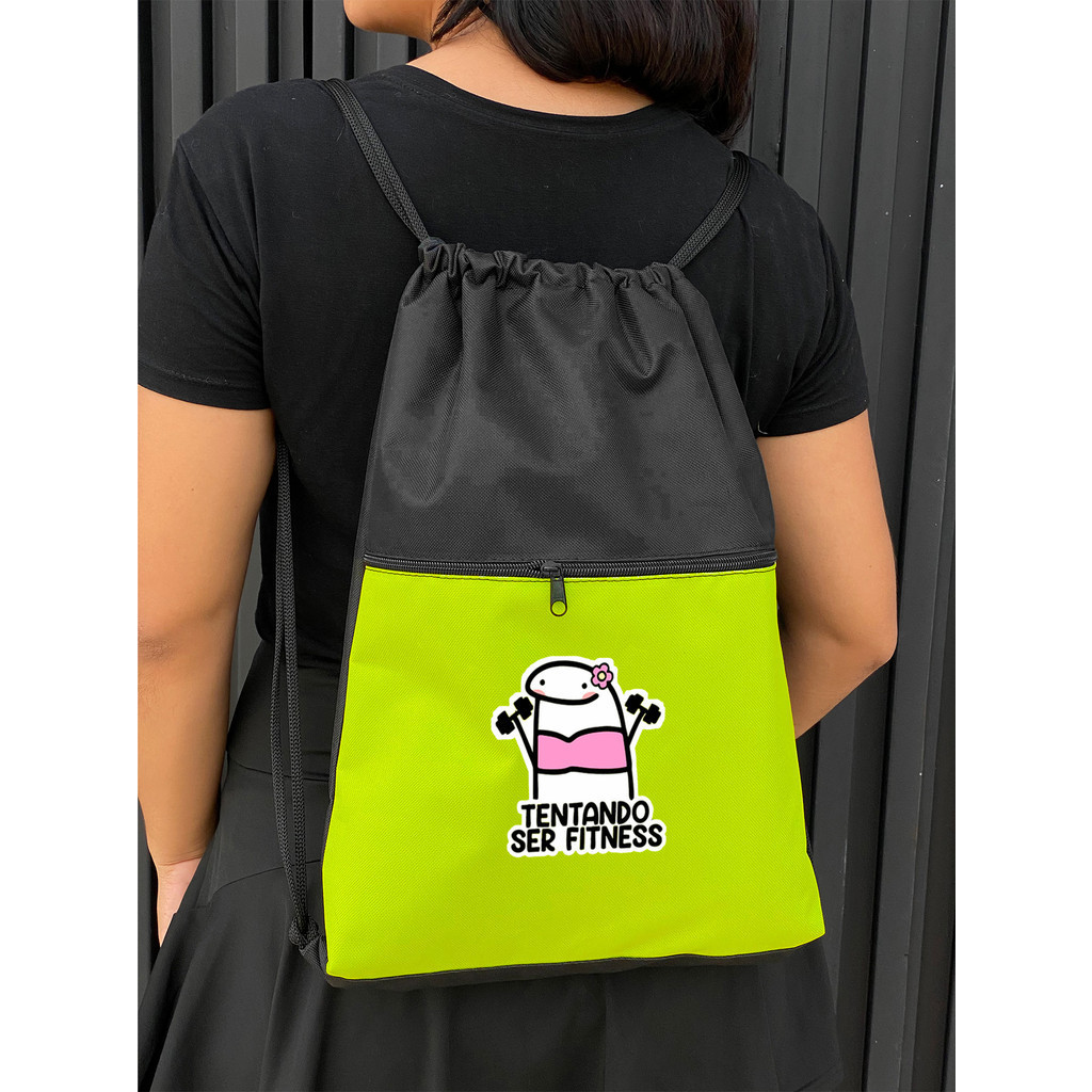 Mochila Saco Corda TENTANDO SER FITNESS Academia Esportiva Gym Bag Fitness Unissex Cordão Preto Sack Outline Nylon Resistente Sacochila em Oferta na Shopee