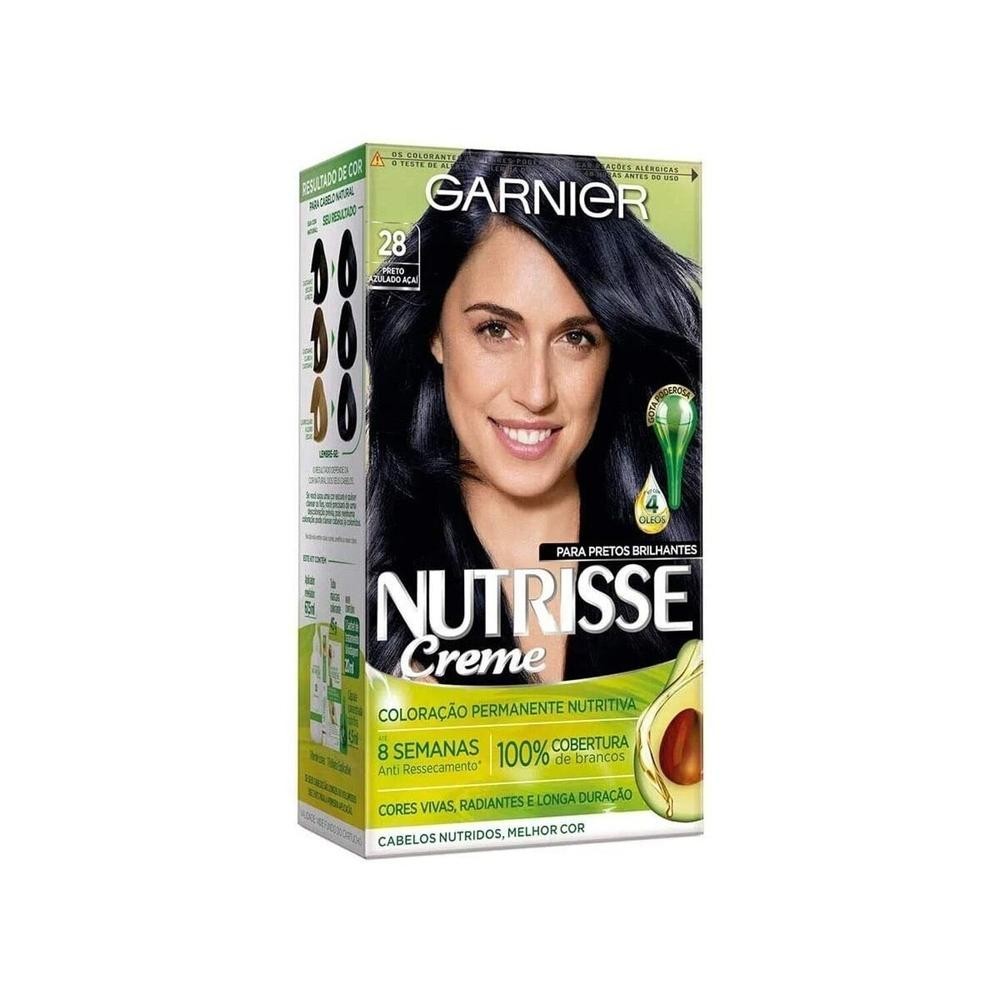 Tintura Creme Garnier Nutrisse 2.8 Preto Azulado Acai em Oferta na Shopee