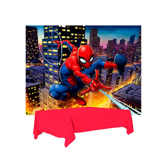 Kit festa Homem Aranha Decoração Painel GG +Toalha Vermelha em Oferta na Shopee