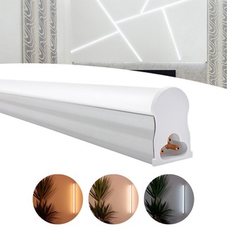 Led Tubular T5 90cm 4000K  14w Com Calha Acoplada Completa Ligação Continua
