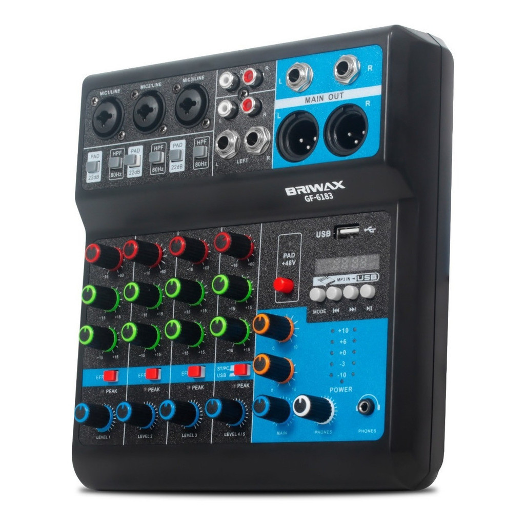 Console Mesa Som Profissional 5 Canais Gravação Computador USB 5v 1A