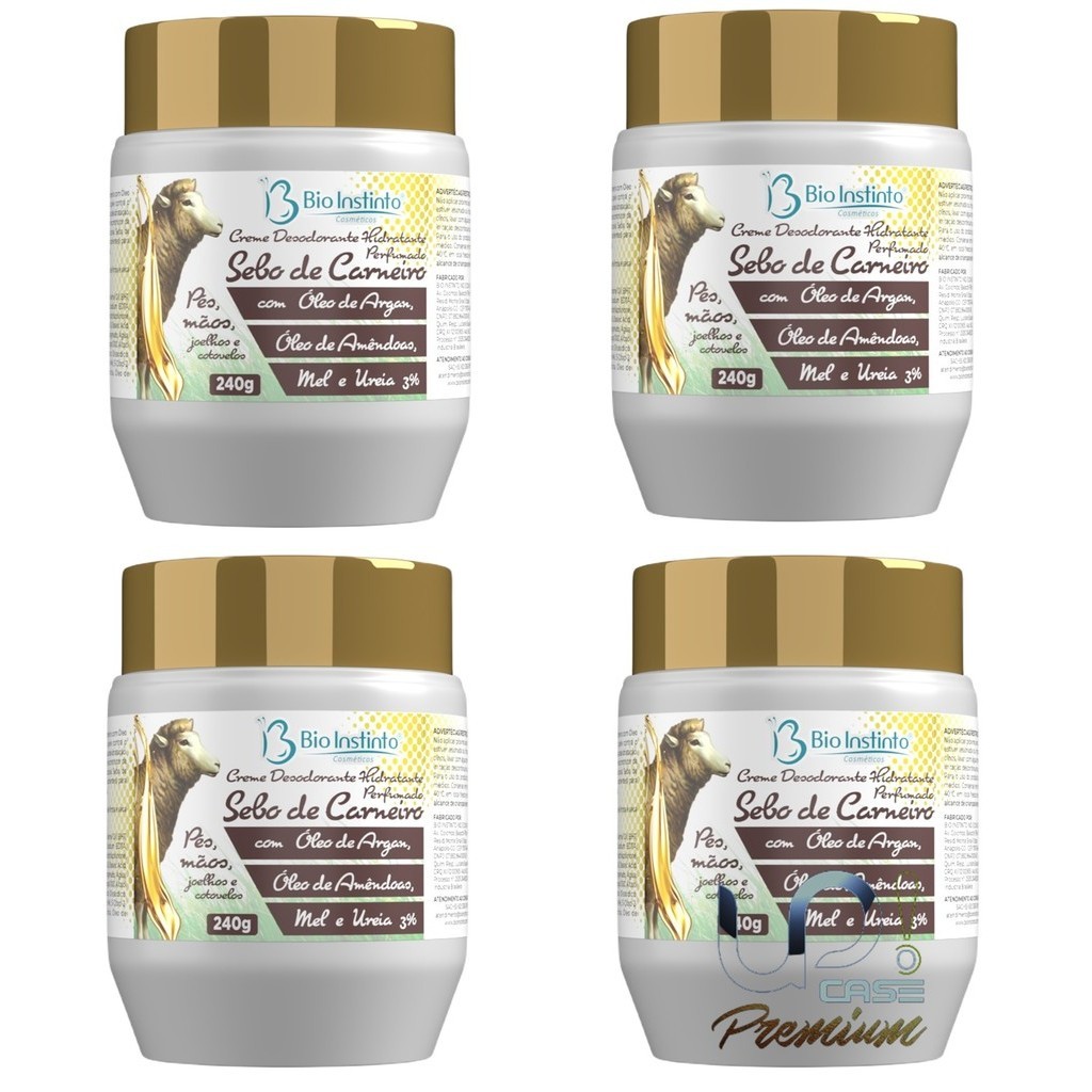 kit 4un Creme Sebo de Carneiro C/ Óleo de Argan 240g