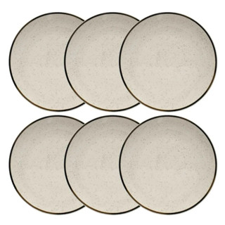 Jogo de Pratos Cerâmica Sobremesa Kit 6pcs 20cm Oxford Rustico Unni Brisa em Oferta na Shopee