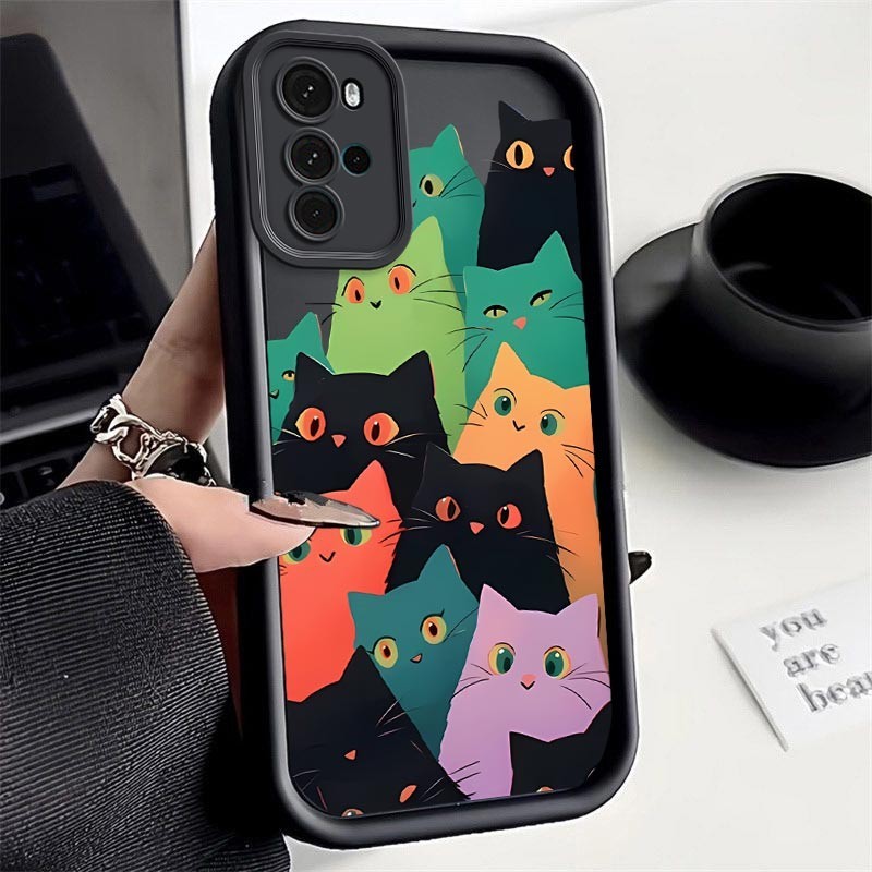 G222 Fofo Pequeno Gato Novo Estilo Escada Céu Olho Silicone Capa De Telefone Para Motorola Moto G22 Proteção Da Câmera À Prova De Quebra Traseira Macia - detalhe