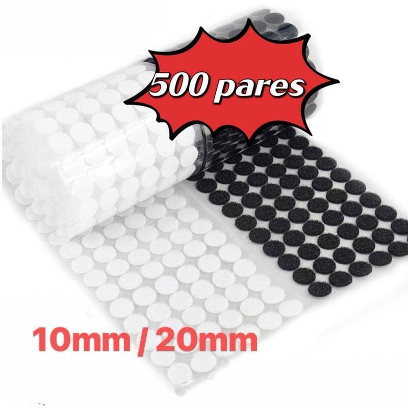 500 pares  Pontos De Velcro Fecho de contato carrapicho tipo moeda círculos redondo bolinha  dupla face para artesanato papelaria material pedagógico 10mm/20mm