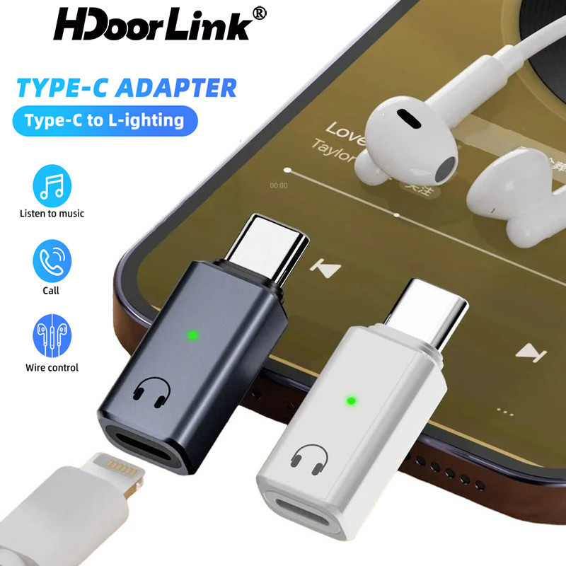 Hdoorlink Macho Tipo-C Para Fêmea Ios 8Pin Porta Conversor De Fone De Ouvido Usb Adaptador De Áudio