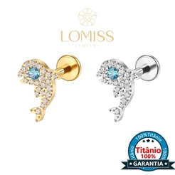 【LOMISS】Piercing Helix Tragus Conch Boca-Medusa Labret Titânio Pvd Golfinho Zircônia Lomiss piercing