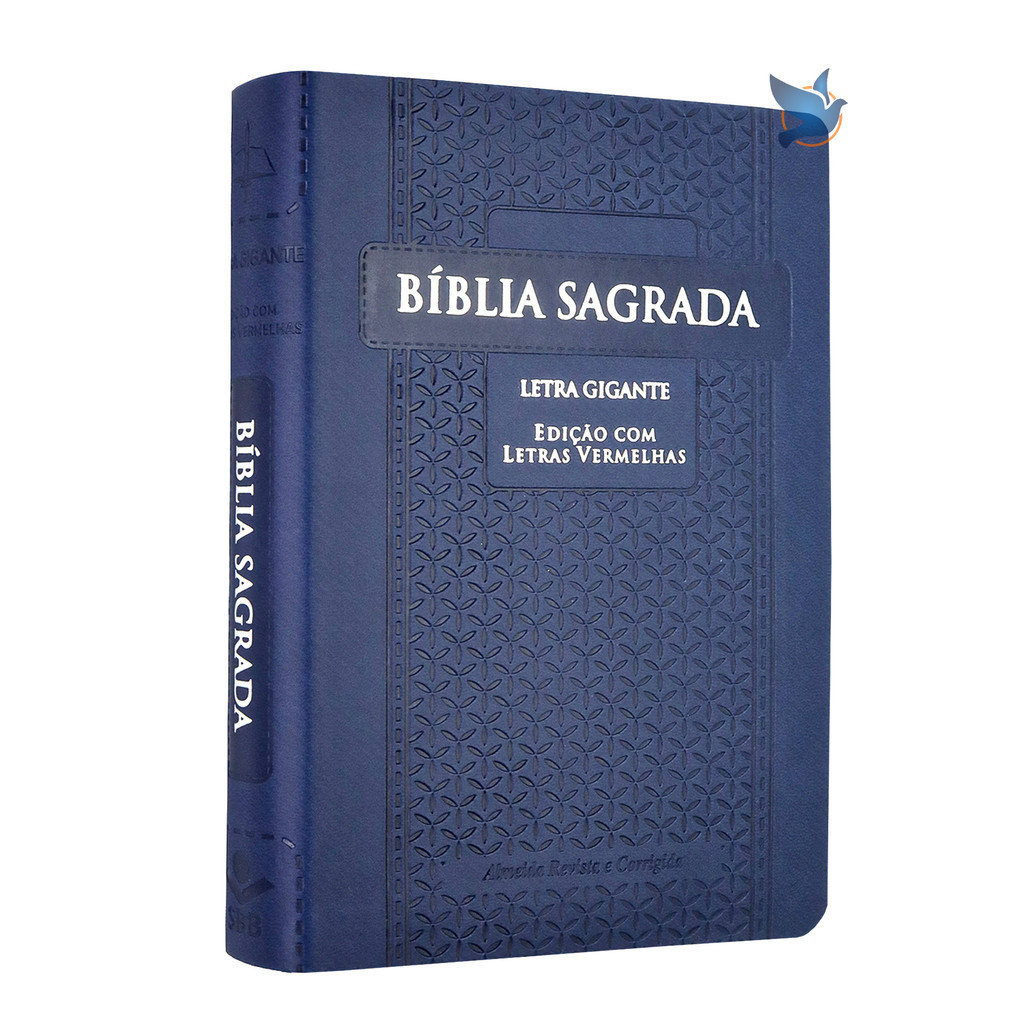 Bíblia Sagrada Letra Gigante ARC Almeida Revista Corrigida, índice lateral Azul com Palavras de Jesus em Vermelhoo