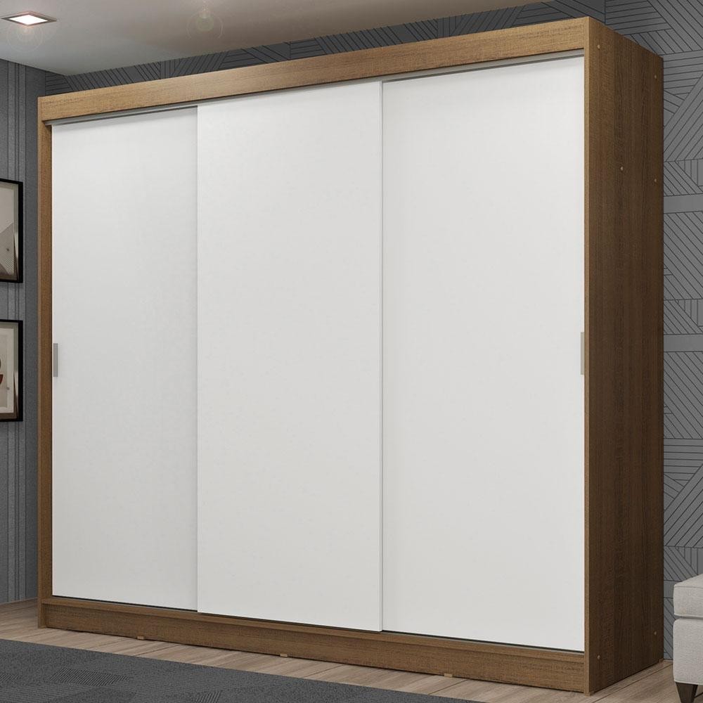 Guarda-Roupa Casal Madesa Kansas 3 Portas de Correr 3 Gavetas - Home & Living