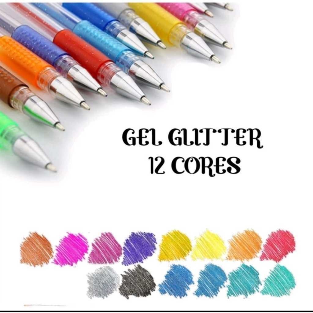 24 Unidades Canetas Gel Cheirinho de Frutas Coloridas Perfumadas Glitter Neon Tons Pastel（Merlin）
