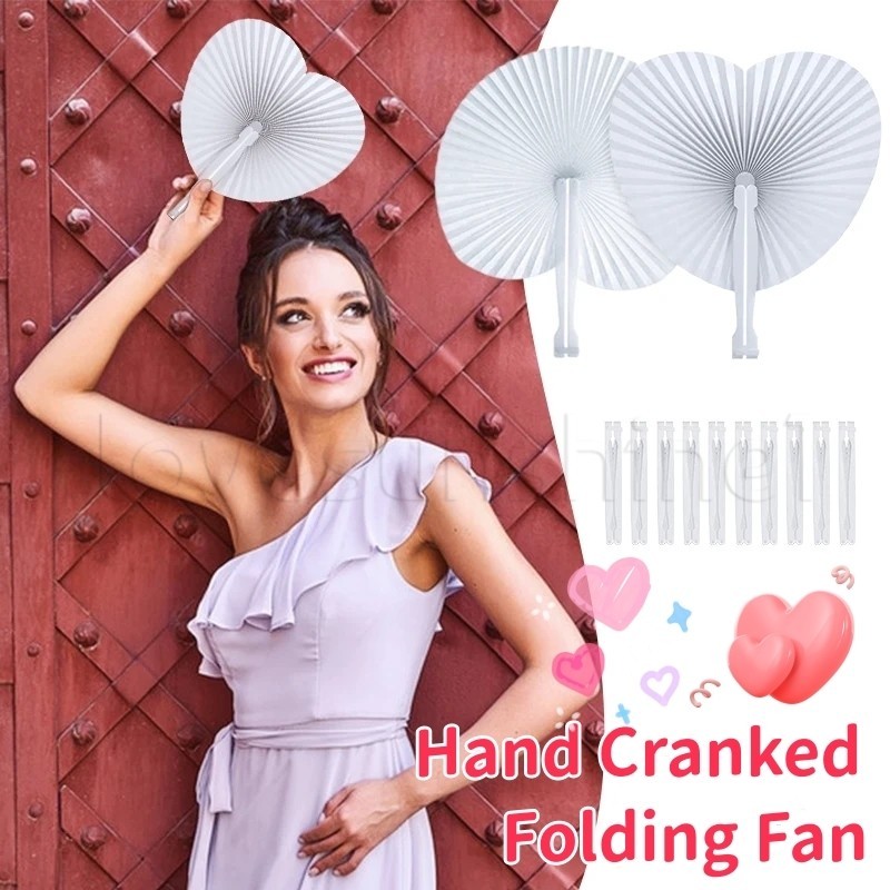 Leques De Papel Portáteis Brancos-Suprimentos Para Festas De Aniversário-Portátil , Dobrável , Simples-Ventilador Em Bra