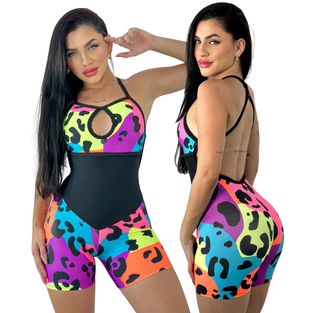Macaquinho De Academia fitness Shortinho Estampado