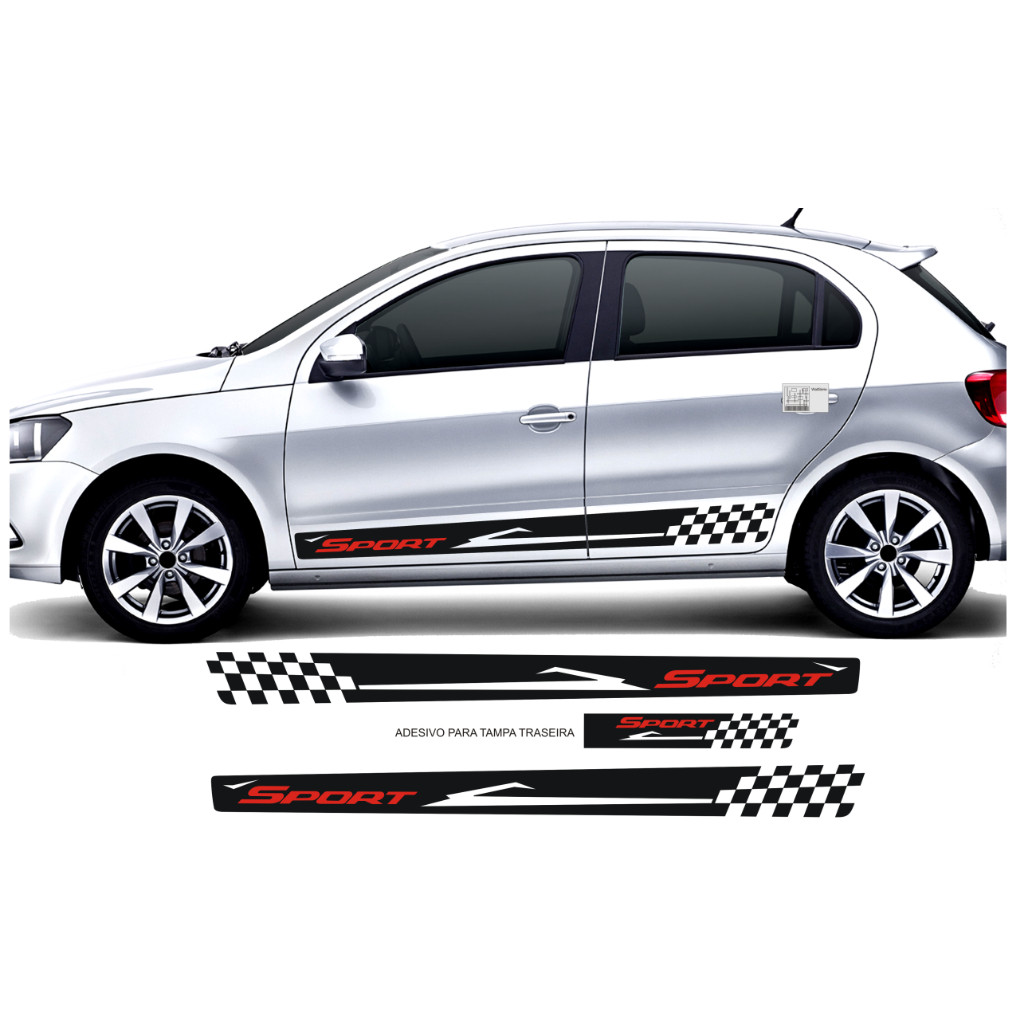Adesivo Sport Para Gol G5 G6 G7 2 Ou 4 Portas Faixa Lateral Sport Serve Também Para Gol G3 G4