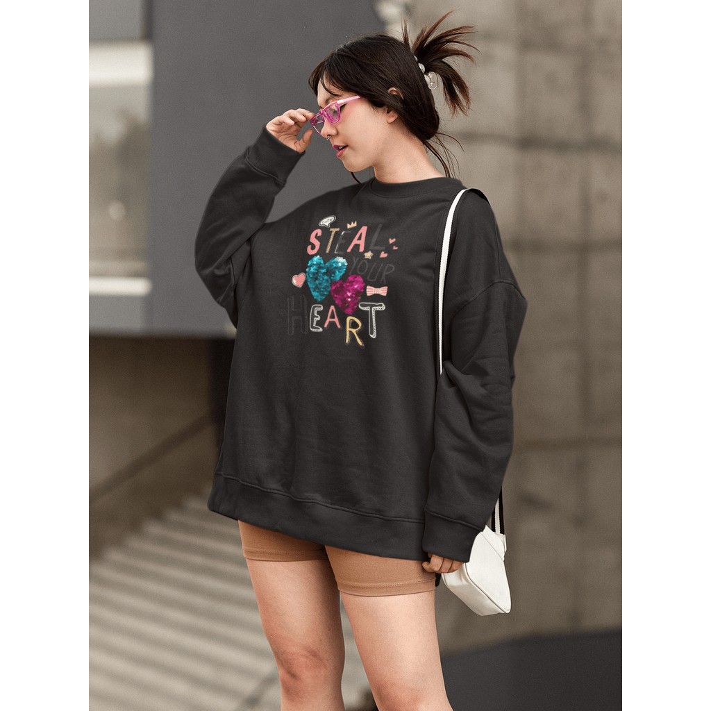 Moletom Blusa de Frio Básico Estiloso Feminino Estampado Gola Redonda Confortável 100% Algodão