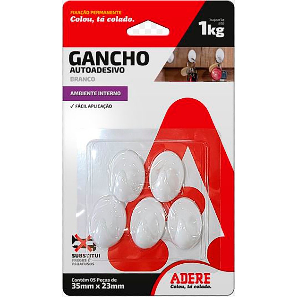 Gancho Adesivo Branco Com 5 Unidades Pequeno Adere em Oferta na Shopee