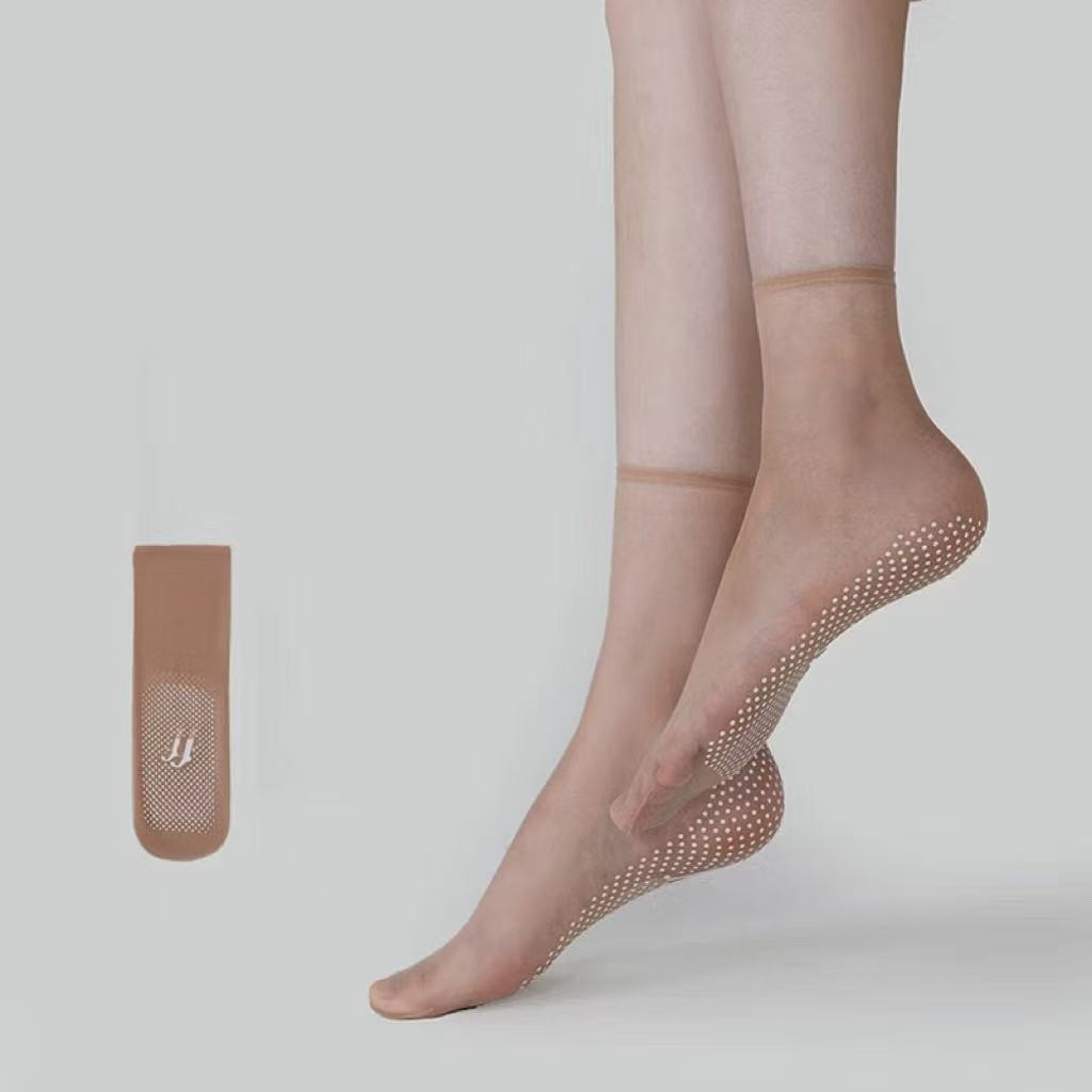 Kit 10 Pares Meias De Seda Elásticas Transparentes De Cristal/ Respiráveis De Fundo Ultra Fino Com Ponto Não Deslizante em Oferta na Shopee