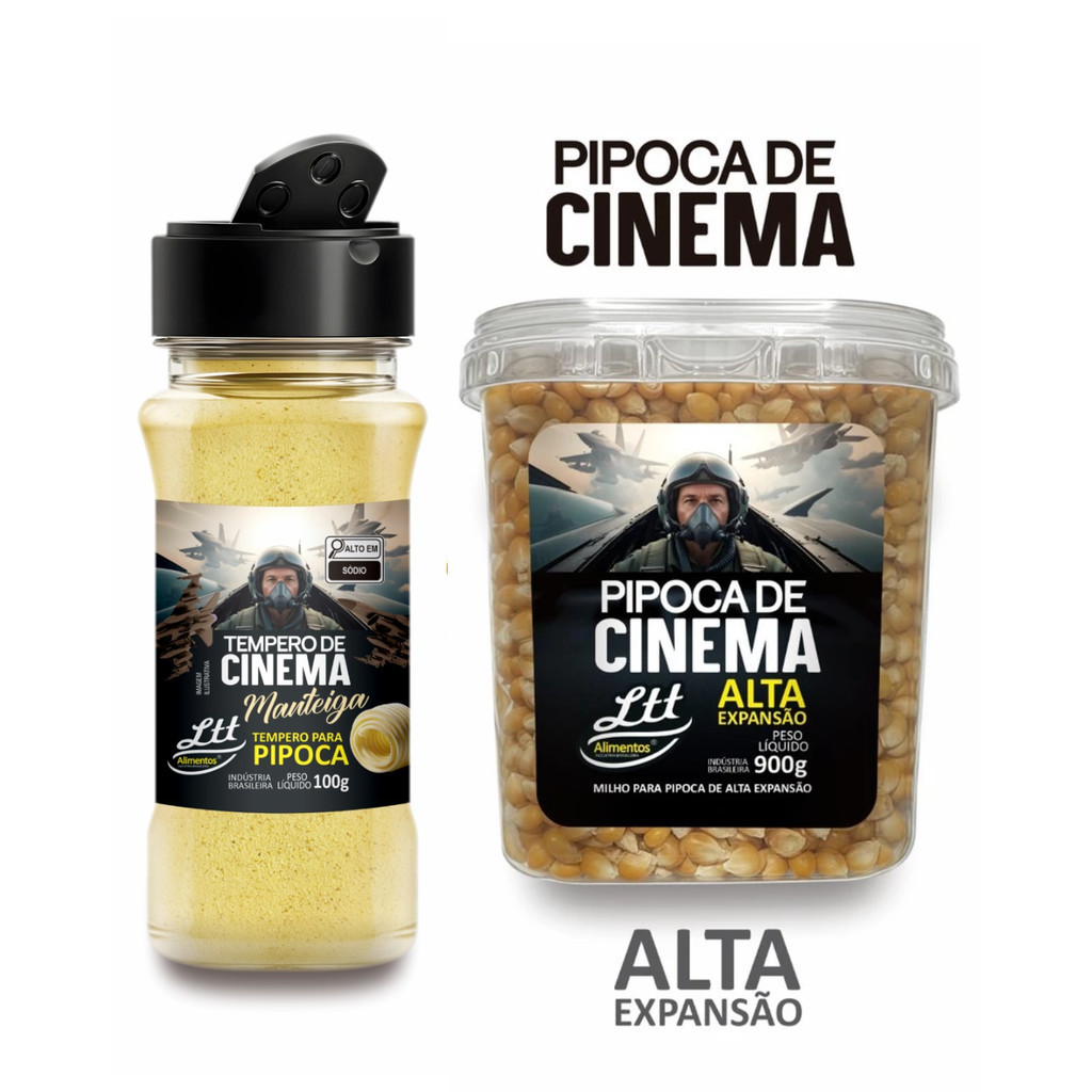 Tempero Para Pipoca Sabor Manteiga 100g + PIPOCA DE CINEMA POTE 900G