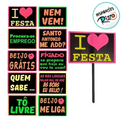 Plaquinhas Divertidas - Balada Neon - 10x15 - 10 unidades - Rizzo