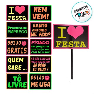 Plaquinhas Divertidas - Balada Neon - 10x15 - 10 unidades - Rizzo em Oferta na Shopee