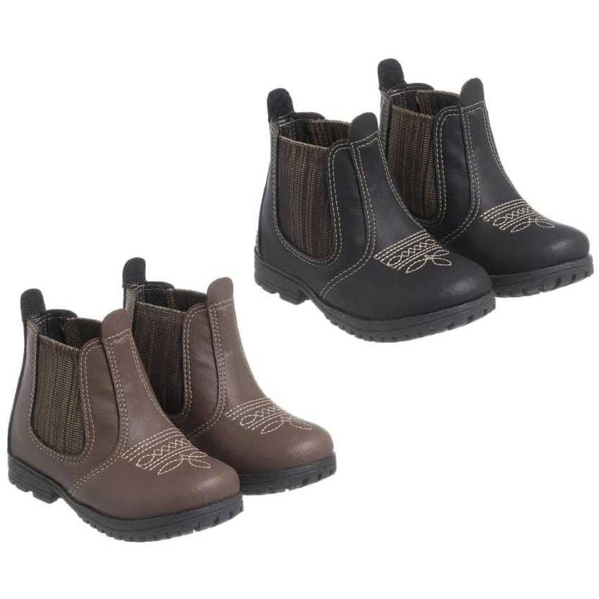 Kit 2 Pares Bota Botina Jeca Infantil Masculino Jequinha Leve Rodeio Cowntry