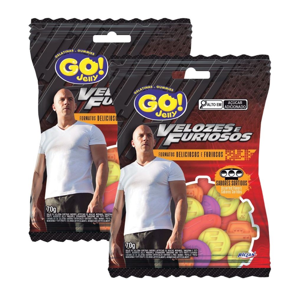 Kit 2 Balas De Gelatina Go Jelly Velozes e Furiosos Sabores Sortidos 70g - Food & Beverages