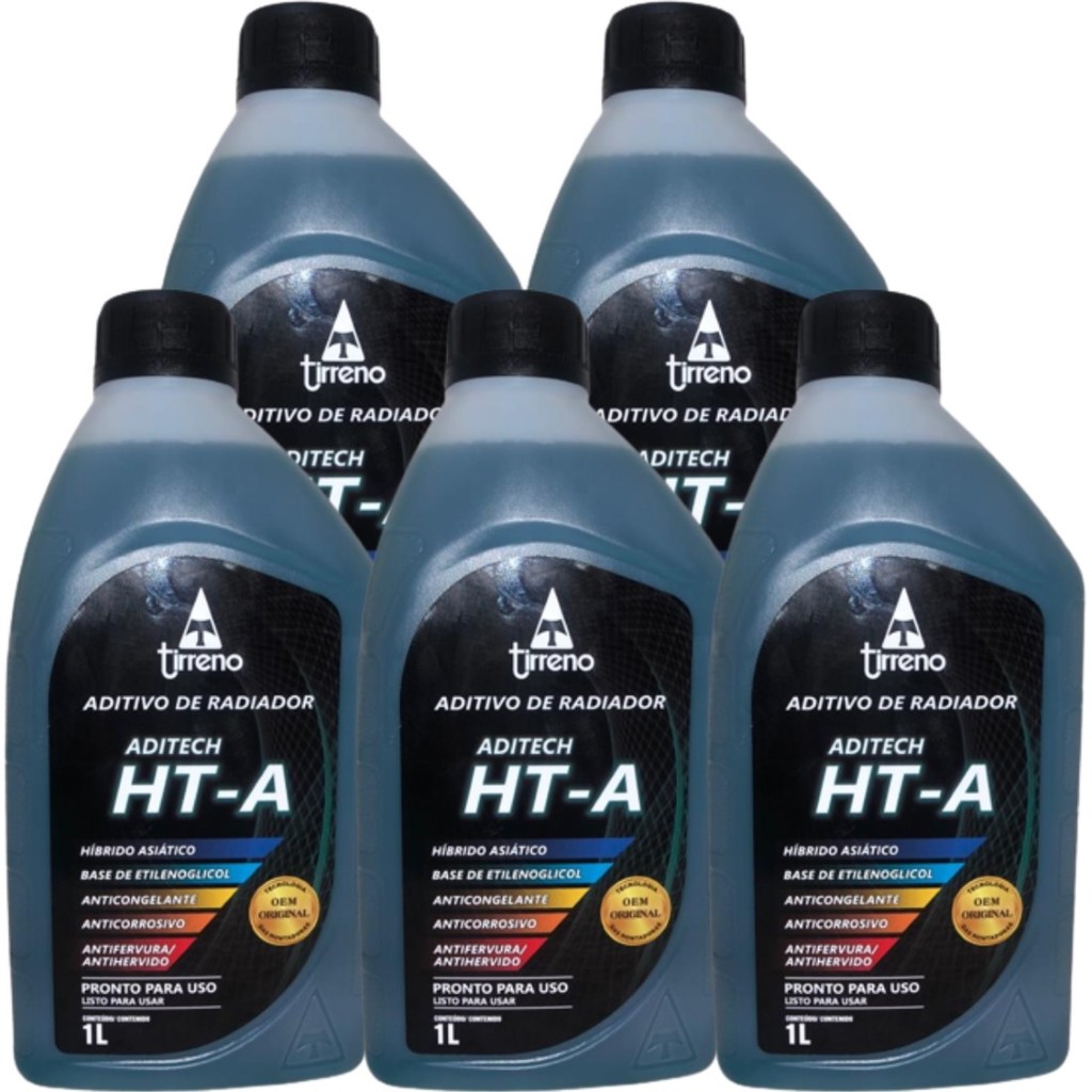Kit 5 Aditivo Radiador Tirreno Ht-a Pronto Uso Asiatico Azul