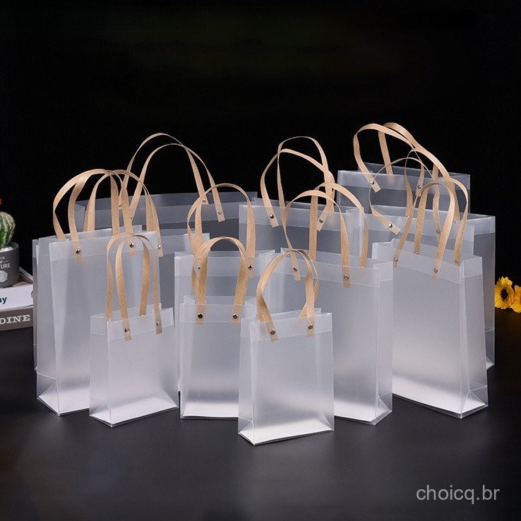 10 Peças Fosco Sacola De Plástico Transparente Caixa De Embrulhar Doces Presente De Aniver...