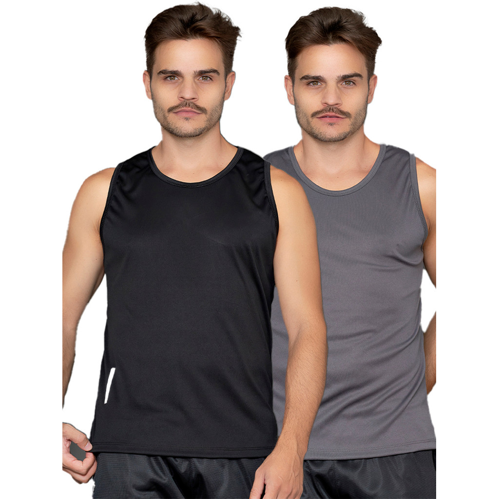 KIT 2 REGATAS MASCULINA LISA BASICA PARA TREINO CORRIDA ACADEMIA VARIAS CORES REGATA MASCULINA