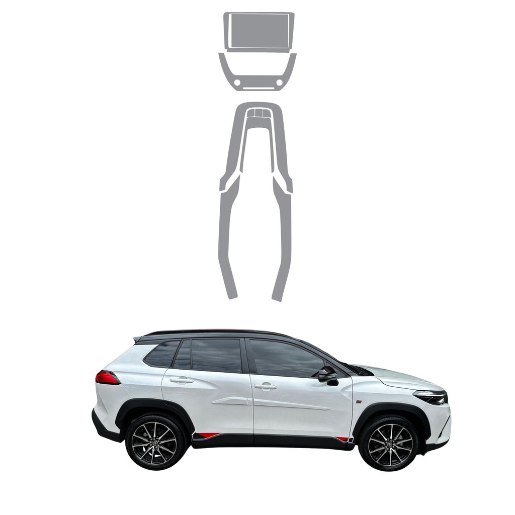 Película PPF Proteção Kit Console Central Console Ar Multimídia Toyota Corolla Cross GR Sport 2023 2024 TPU Anti Risco