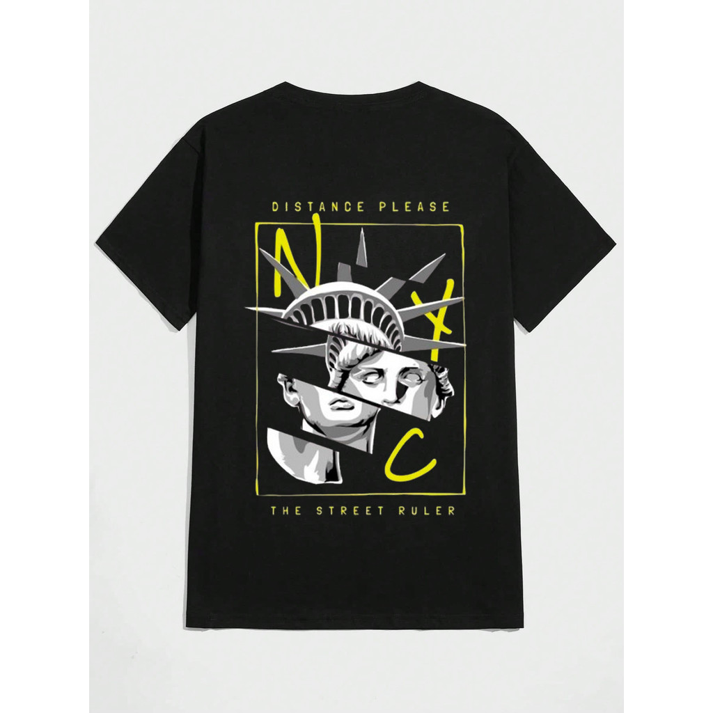 Camiseta Básica 100% Algodão Estátua Da Liberdade Streetwear Skatista Lançamento