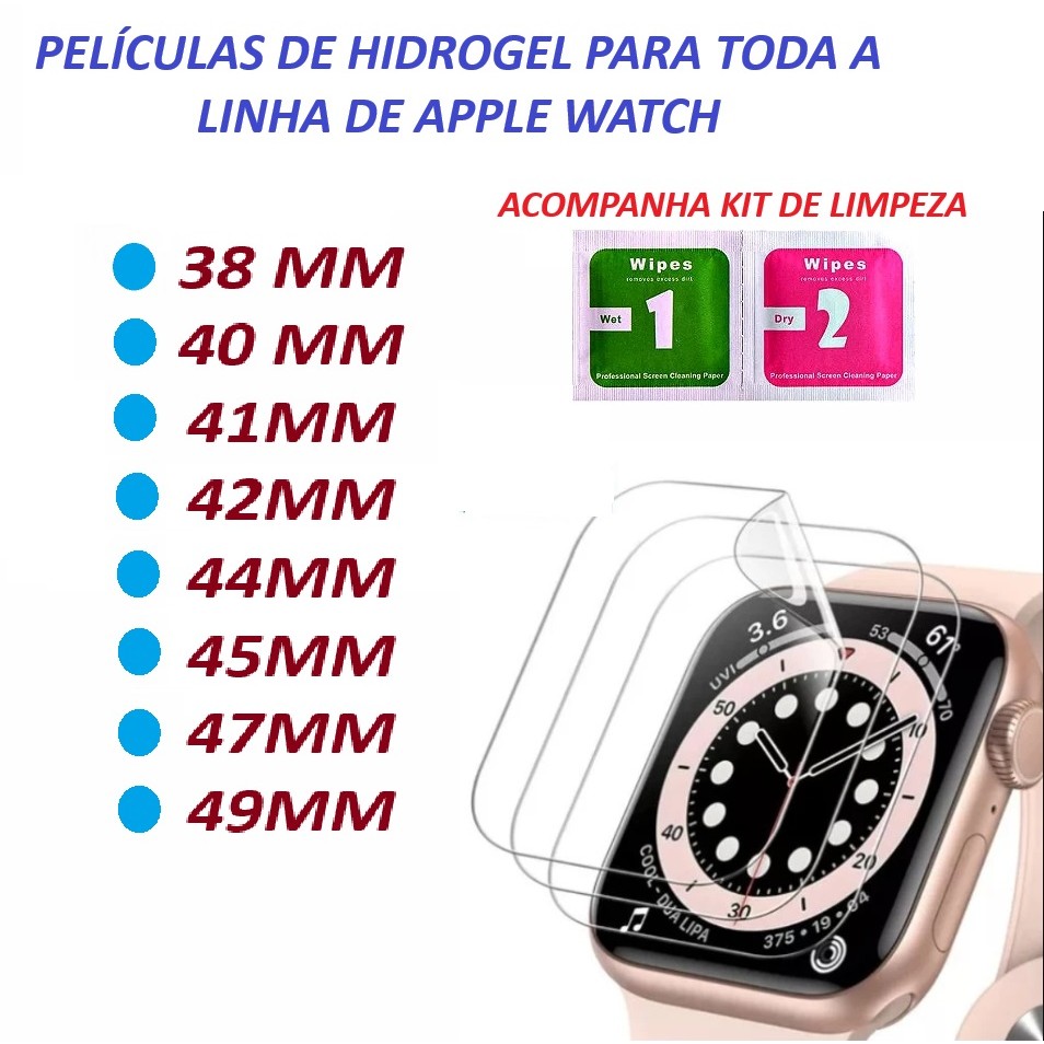 Películas Hidrogel Para SmartWatch  Watch Serie 10, 9, 8, 7, 5, 6 Se 44mm, 45mm, 42mm