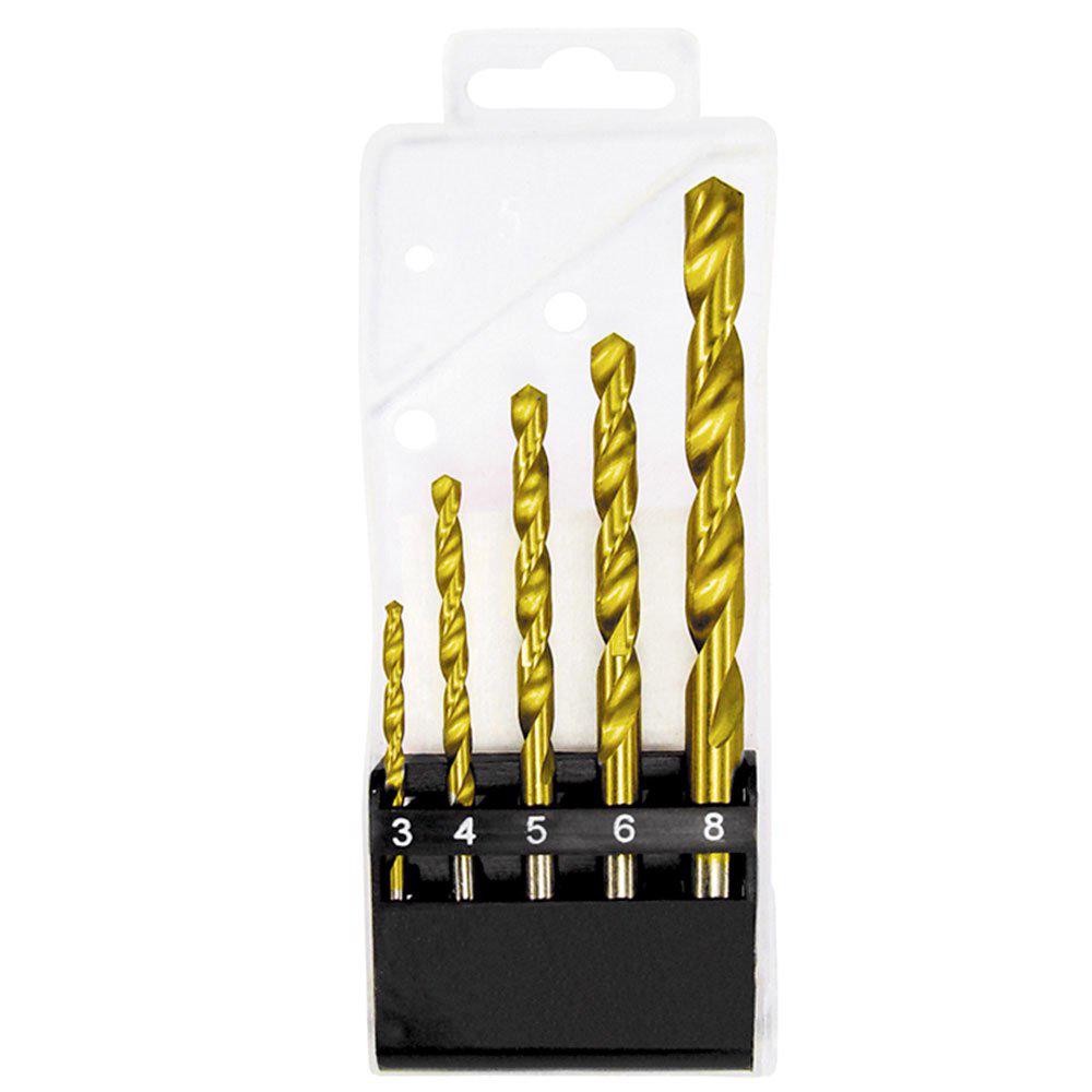 Kit de Brocas Aço Rápido de 3 à 8 MM c/ 5 Peças - Home & Living