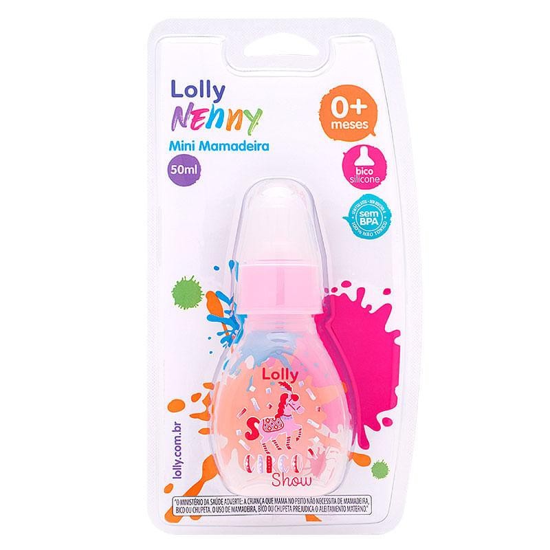 Mini Mamadeira lolly Zoo Rosa 50ml - Mom & Baby